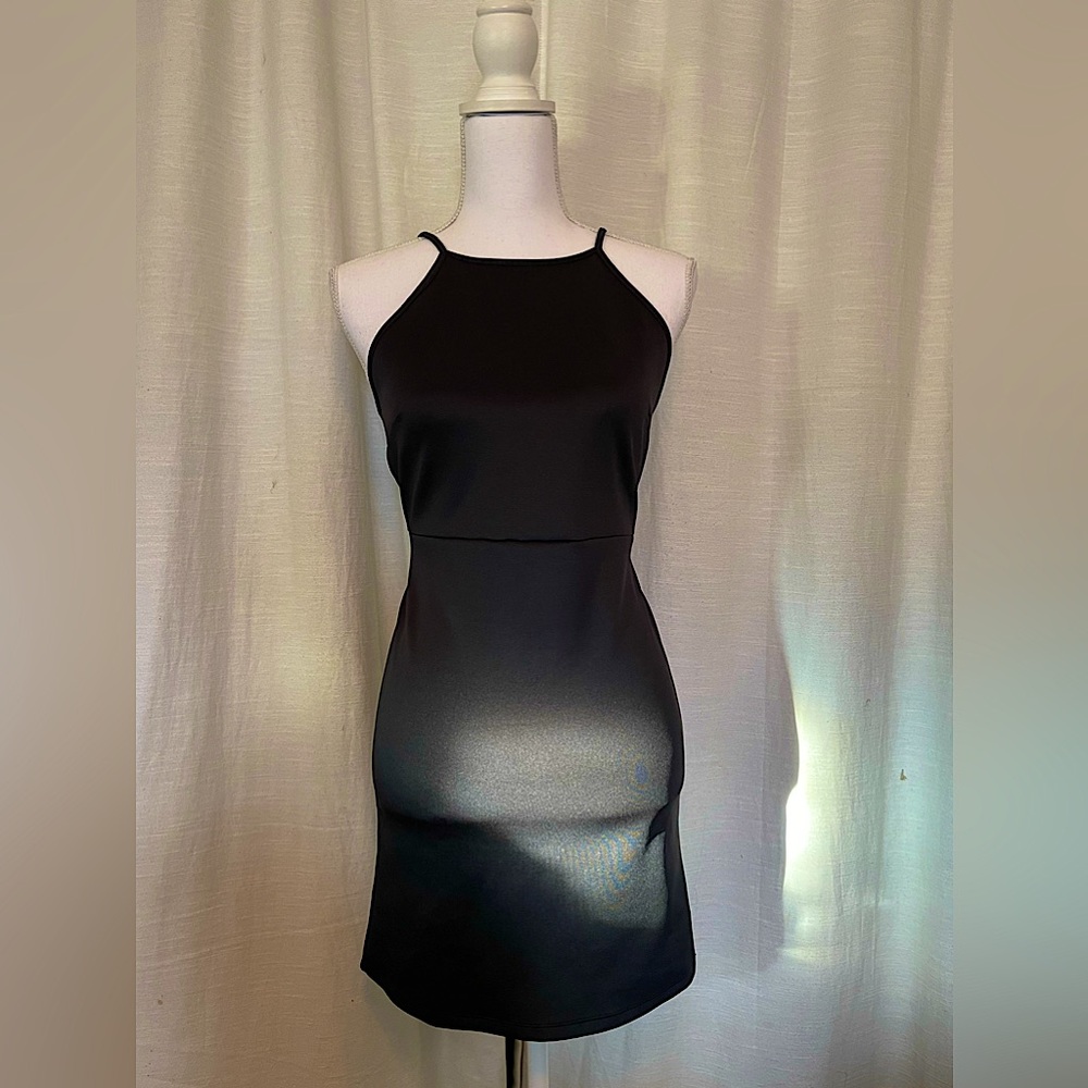 Forever 21 Black Mini Cocktail Open Back Dress (large)